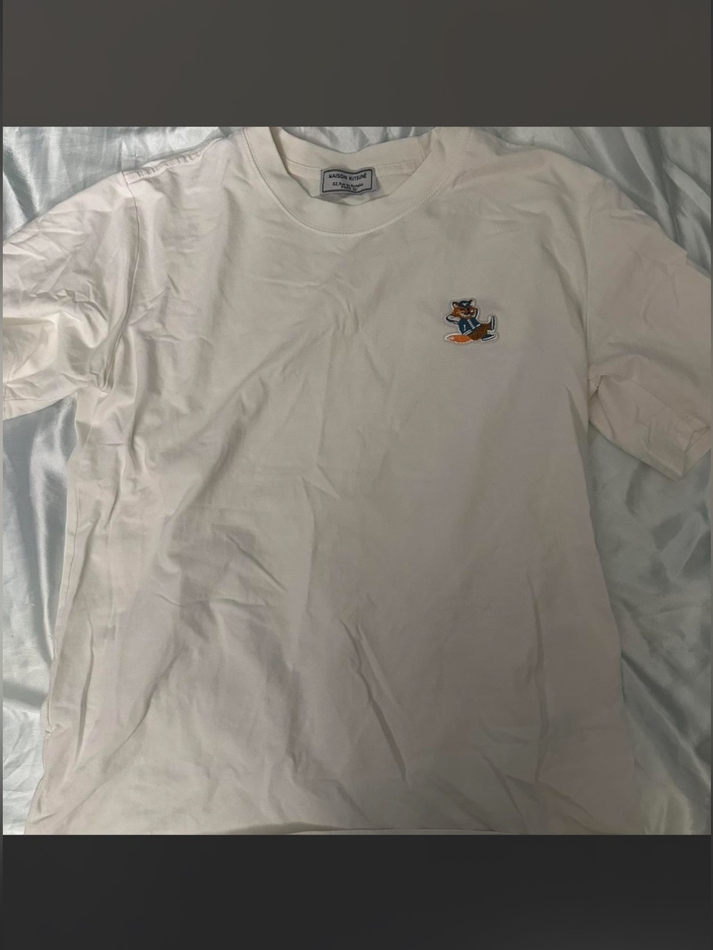 MAISON KITSUNE Cream Short-Sleeve Tee with Embroidered Fox Patch